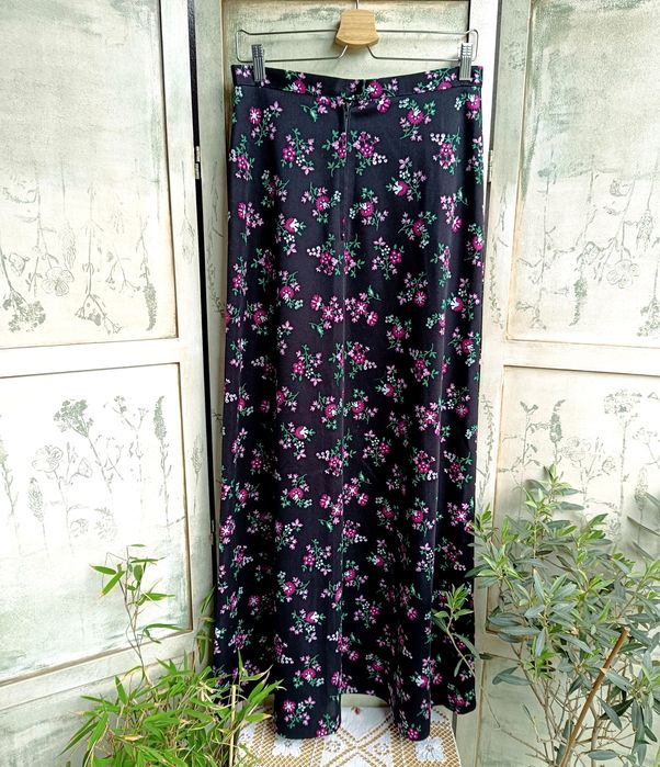 Spódnica midi talia 37,5x2 M kwiatki vintage '70s hippie first floral
