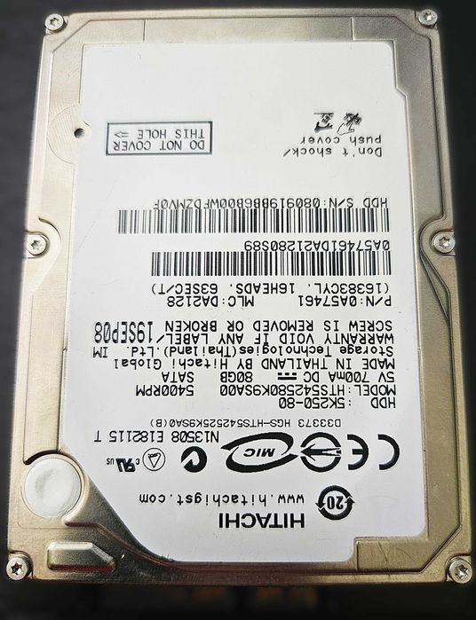 Dysk Hitachi 80GB SATA Travelstar 2,5 do Laptopa