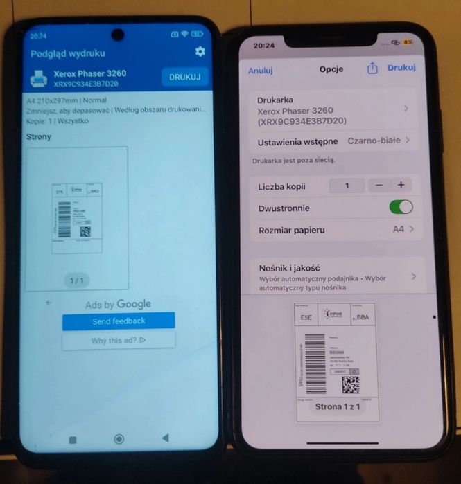 iPhone Win11 MacBook iOS WiFi Android win11 drukarka laserowa Xerox Phaser 3260 duplex