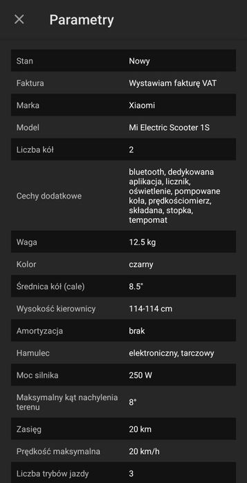 Hulajnoga xiaomi 1s