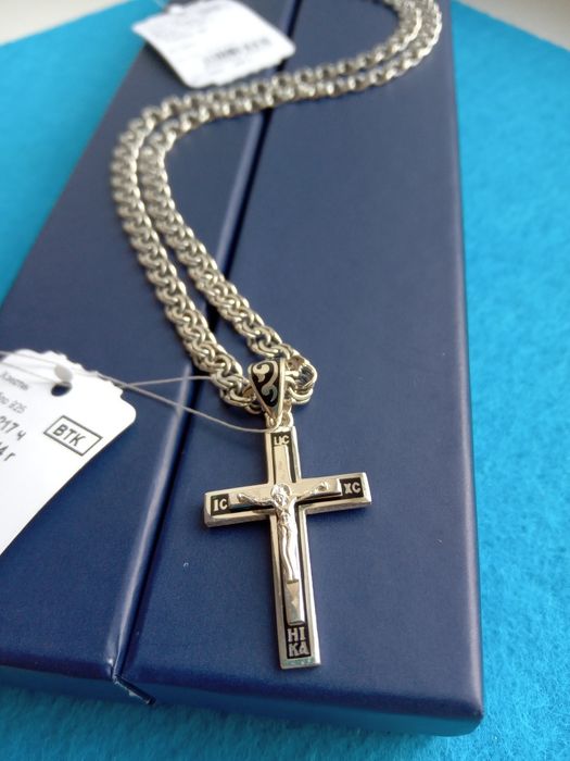 Міцний срібний ланцюг Бісмарк з чорнінням 55 см цепочка 50 60 12 грам