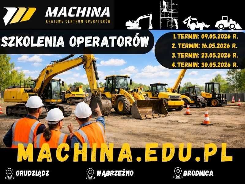 Kurs na Koparko Ładowarki, koparki, ładowarki, walce, równiarki