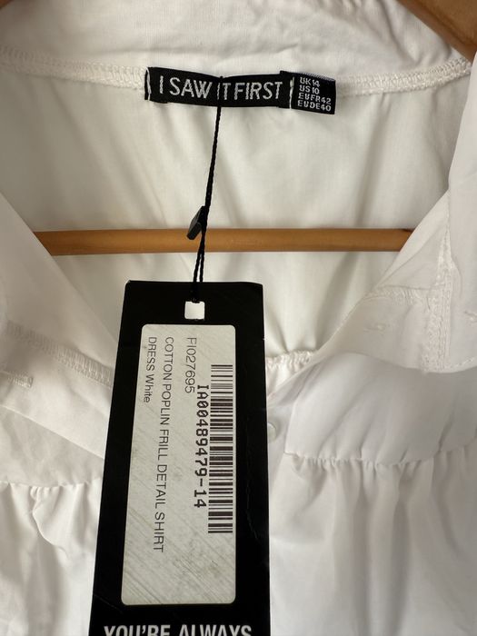 Нова біла довга сорочка/блуза/рубашка воланами ( 55%котон)