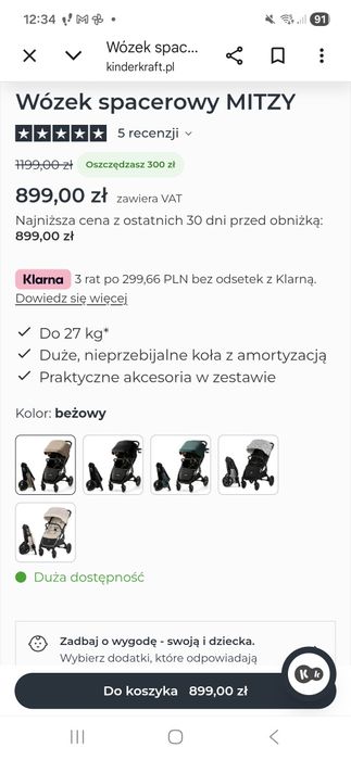 Wozek spacerowy Kinderkraft MITZY