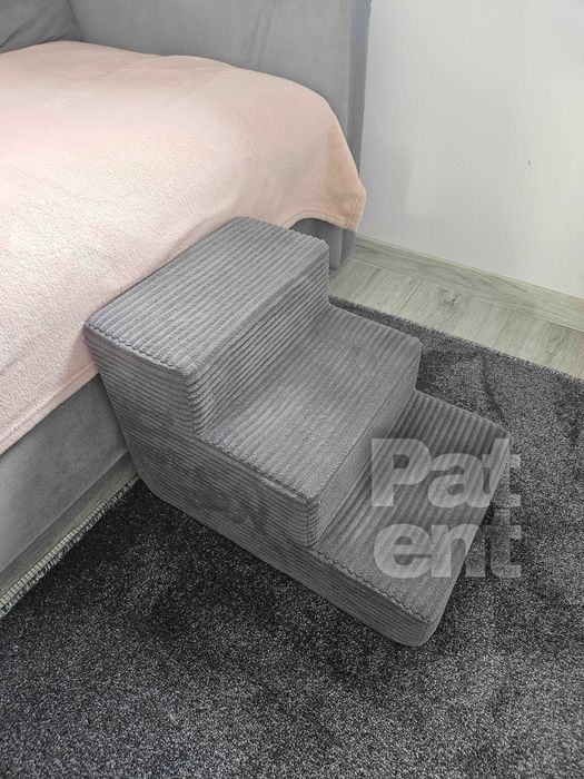 Schody podest dla psa 3 stopnie ułatwiające wchodzenie szare