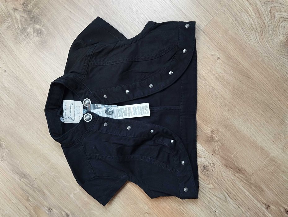 czarne bolerko jeansowe z ćwiekami S nity alternative rock goth kamize