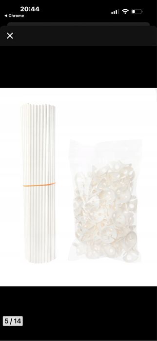 Patyczki i koncowki plastikowe do balonów biale