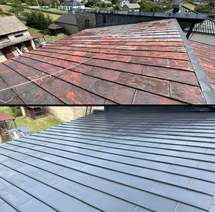 Malowanie i mycie dachów i elewacji . Mycie kostki brukowej