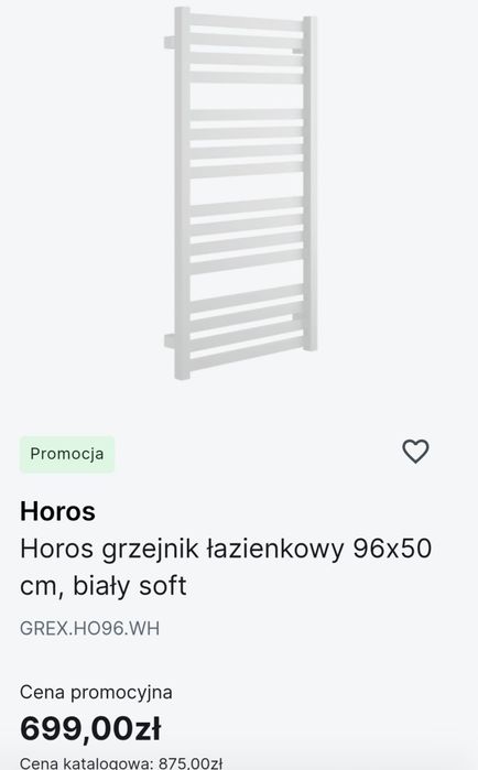 NOWY Grzejnik łazienkowy Horos Excellent Biały 96x50