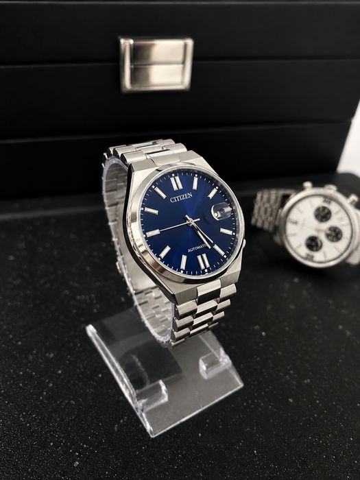 Zegarek Citizen Automatic – niebieska tarcza, stal, stan bardzo dobry