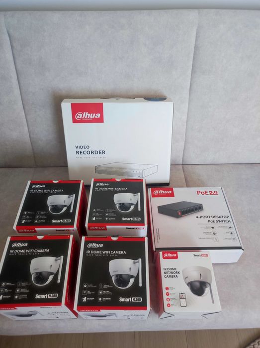 Zestaw do monitoringu DAHUA: kamery + uchwyty + rejestrator + switch