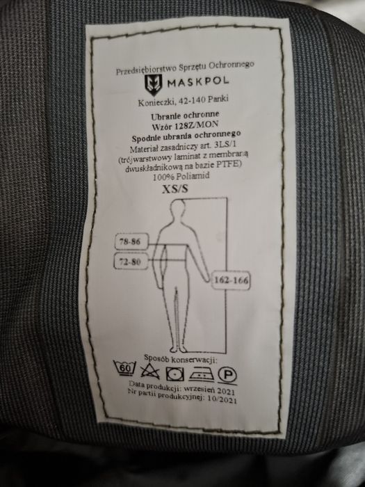 Ubranie ochronne spodnie wzór 128Z/MON gore-tex roz. XS/S.