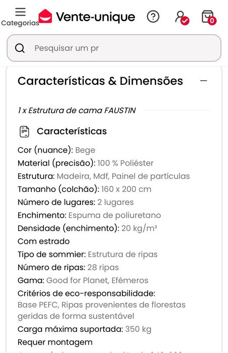 Mobília de quarto - cama