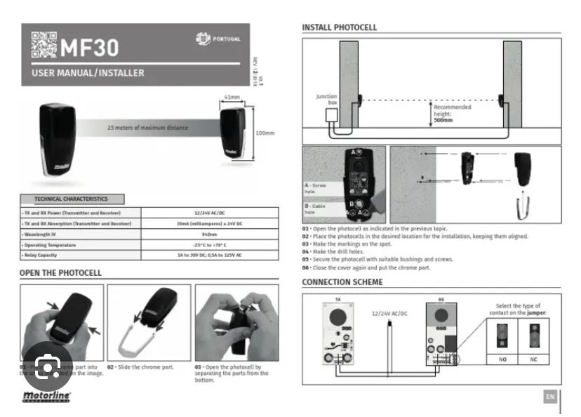 Motorline MF30 Photoelectric Sensors64297817816961123