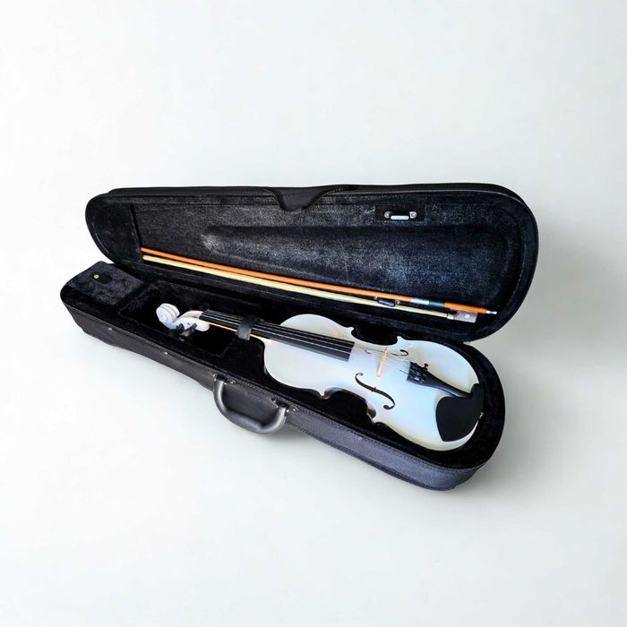 Skrzypce rozmiar 4/4 białe + futerał + smyczek + kalafonia