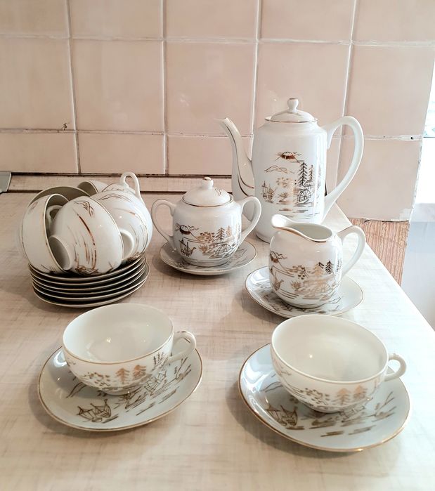 Кофейный сервиз из костяного фарфора 50е годы Япония