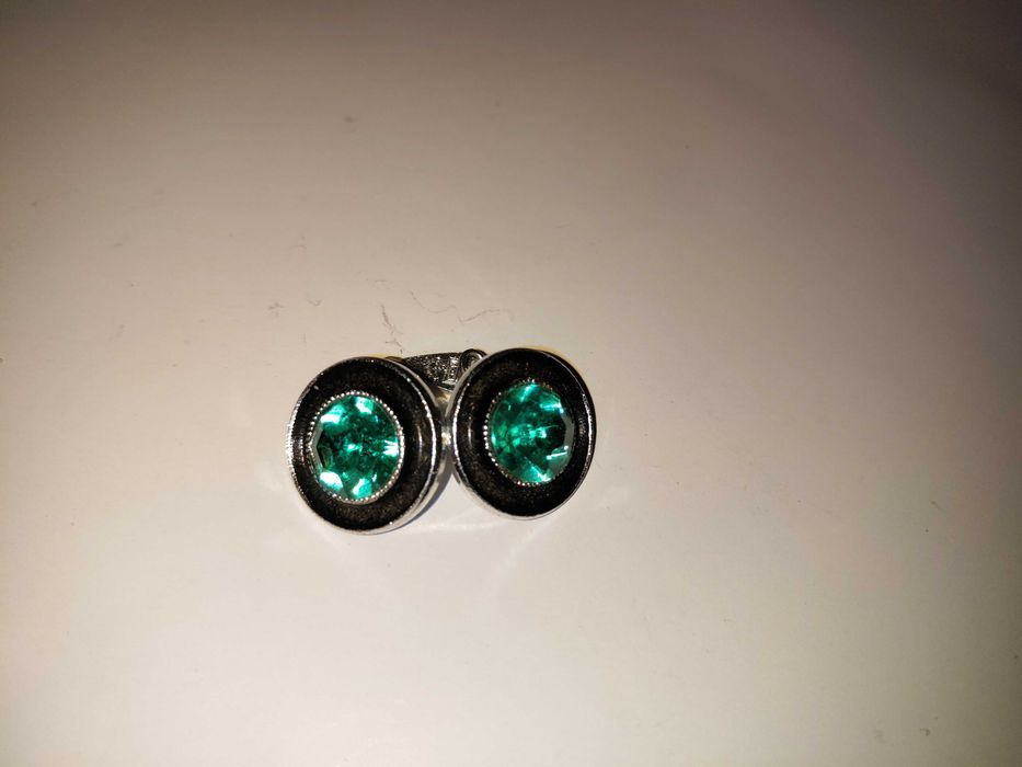 Запонки круглые зеленые белые советские СССР винтаж