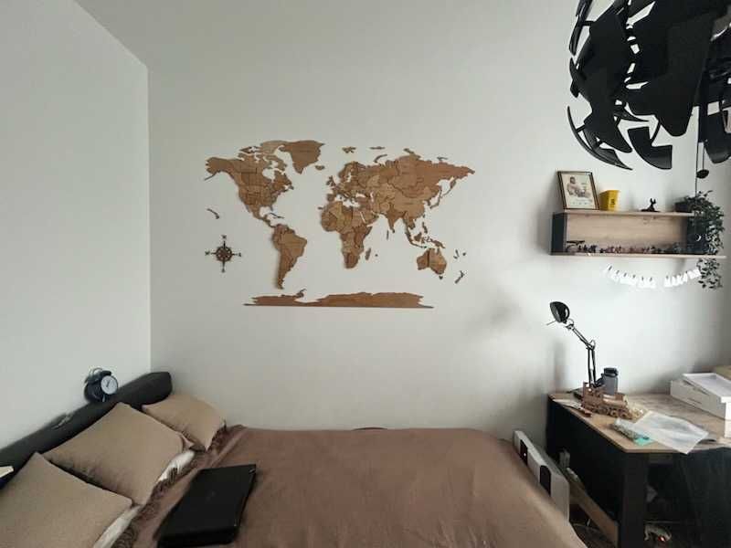 Mapa Świata 3D 150x90cm  – zaznacz swoje podróże | Pineski GRATIS | Szybka wysyłka