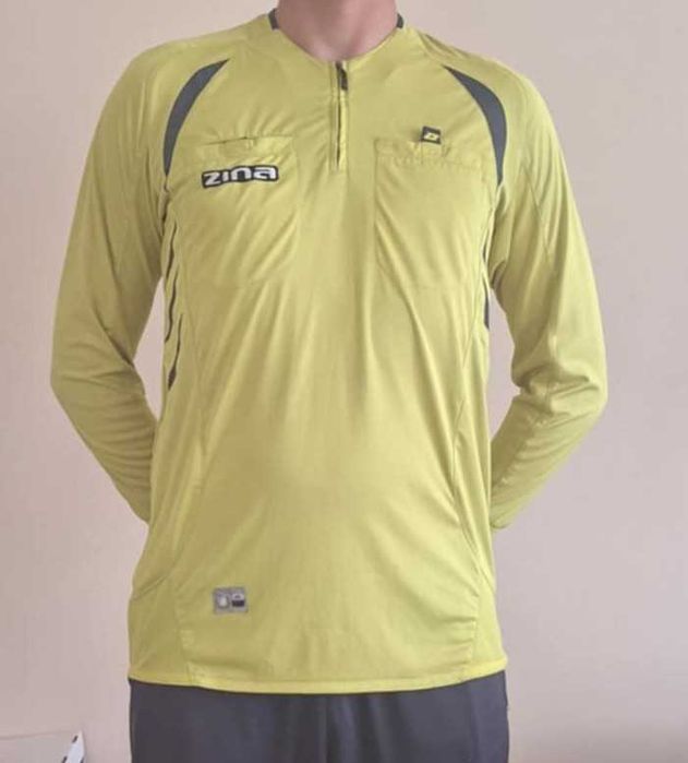 Koszulka sędziowska ZINA NEGRA r. L żółta długi rękaw sędzia macron