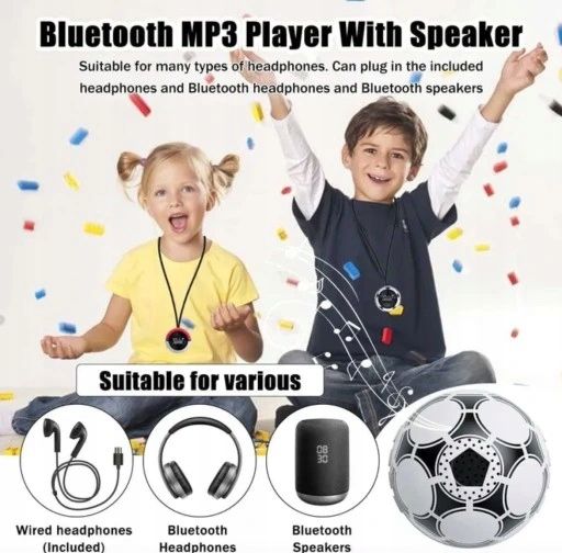 Mini odtwarzacz MP3 w kształcie piłki nożnej, 64 GB, Bluetooth 5.0