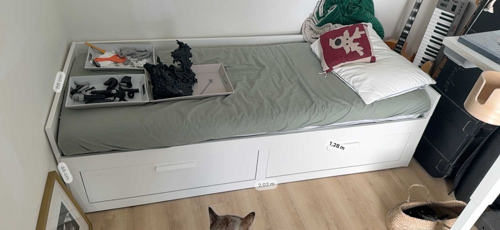 Divã Cama Extensível IKEA (Solteiro / Casal) c/ 2 Gavetões de Arrumação + Colchões