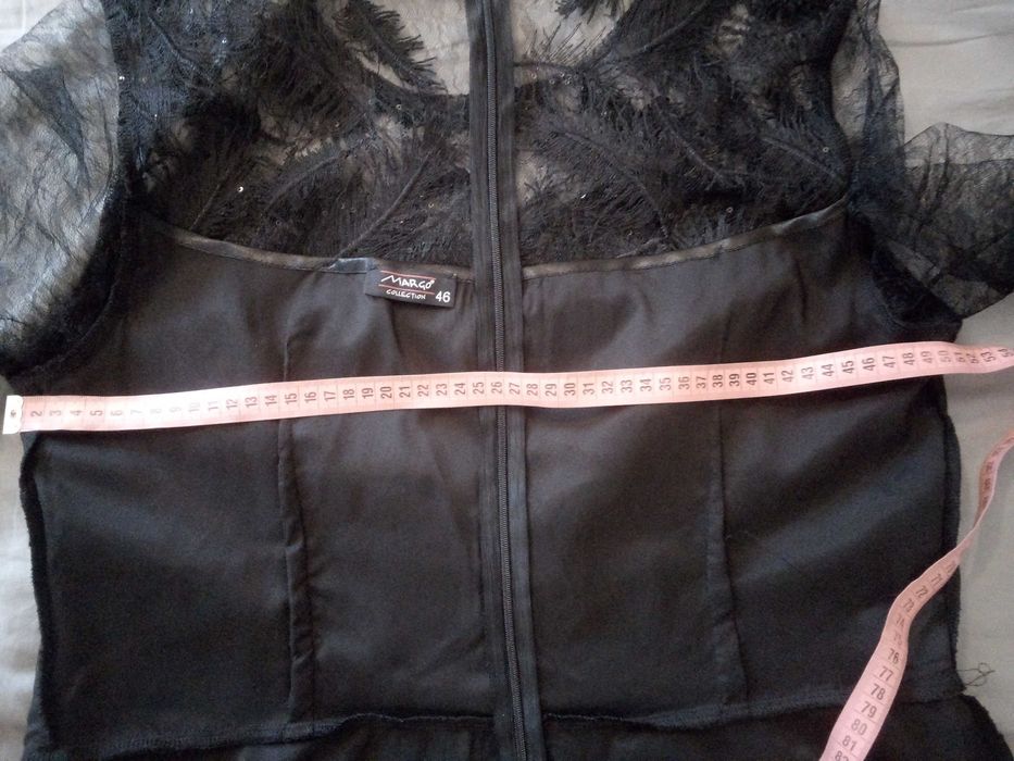 czarna sukienka piórka cekiny siateczka 46 impreza/bal/sylwester