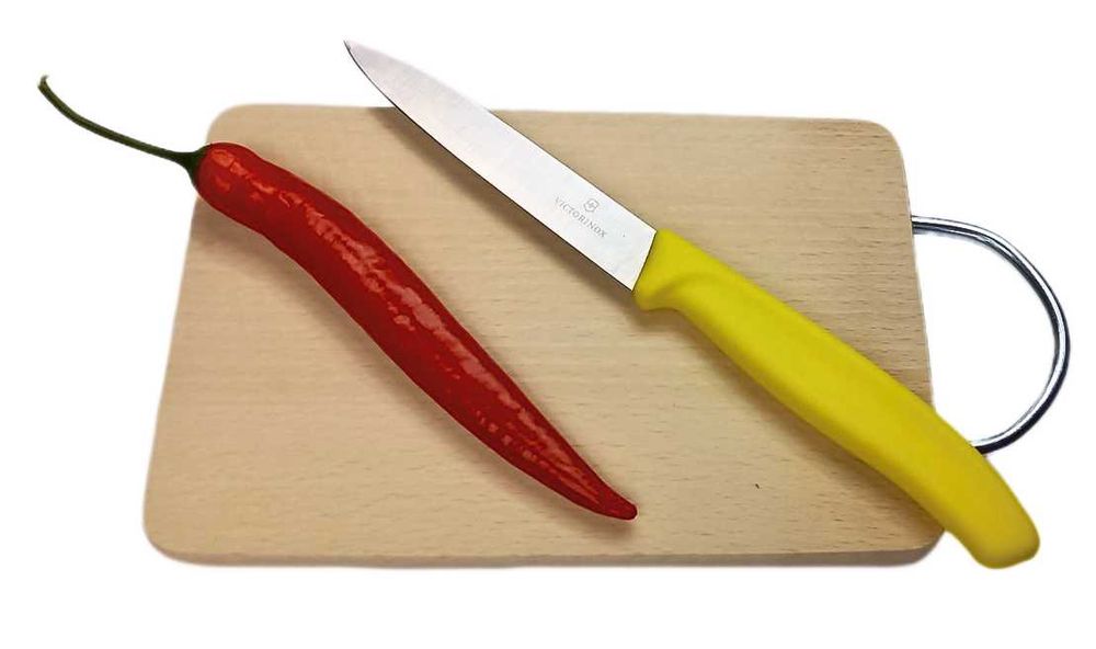 Deska kuchenna, taca 18X12 cm, metalowy uchwyt