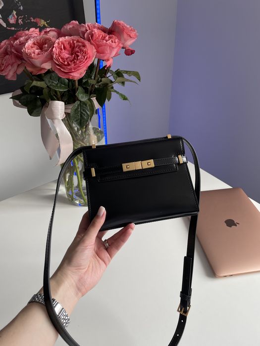 Сумка YSL Yves Saint Laurent Manhattan Mini шкіра | кремова та чорна