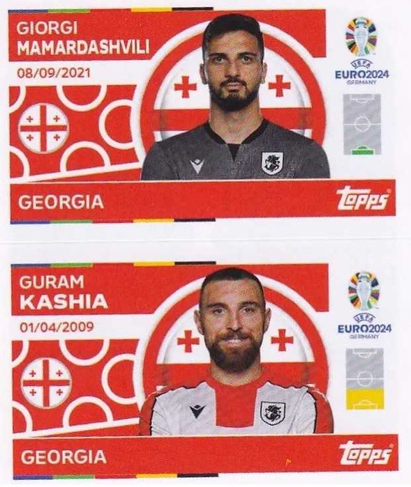 Topps Euro 2024 Georgia GEO 2 & 3 Giorgi Mamardashvili Guram Kashia