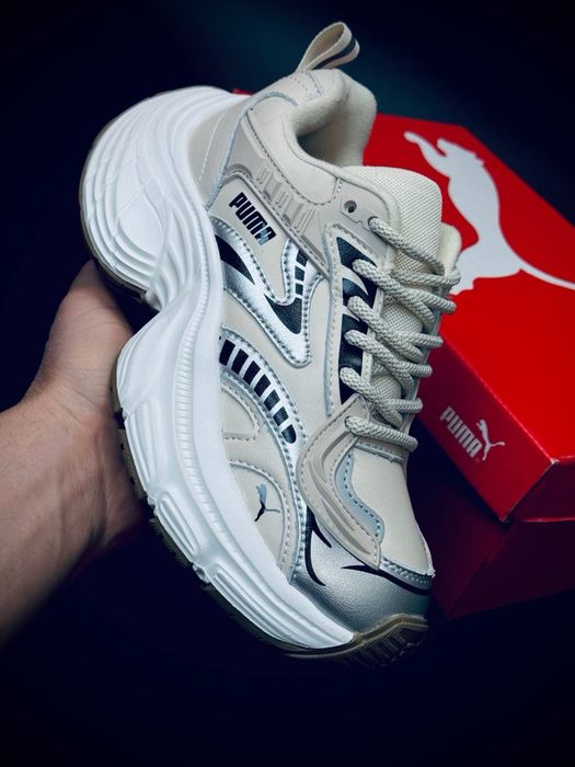 Акційна ціна жіночі кросівки Puma бежеві/високі Кроссовки пума высокие
