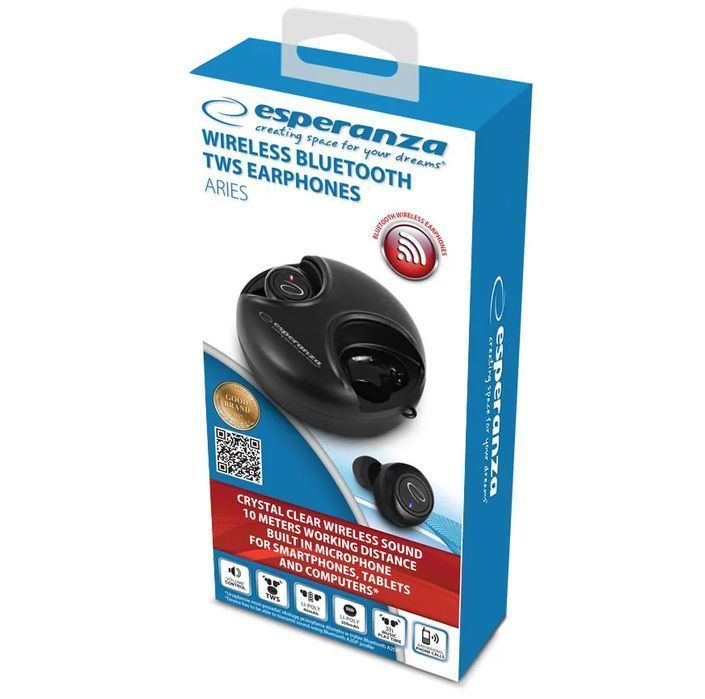 Słuchawki bezprzewodowe Bluetooth Esperanza ARIES douszne TWS EH228K