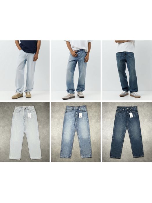 Джинси PULL&BEAR Straight Fit Чоловічі Прямі Блакитні Сині Темно-сині На Осінь Нові
