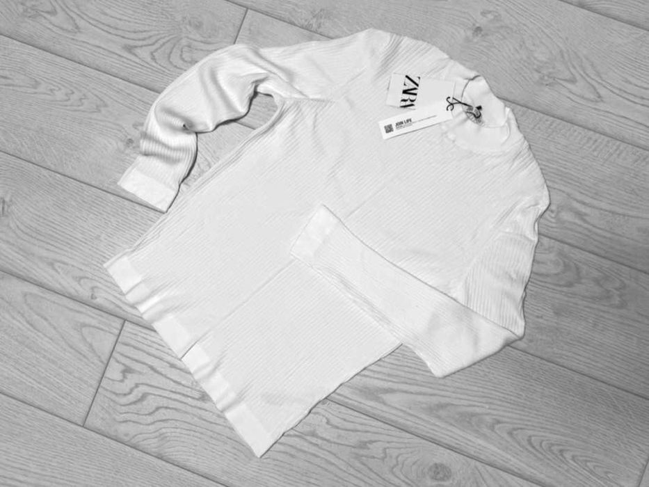 Джемпер свитер пуловер гольф белый мужской ZARA, р. L-XL