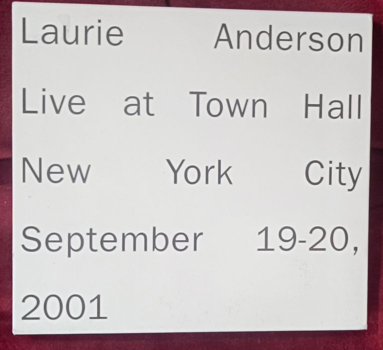 Laurie Anderson "Live at Town Hall NYC Sep 2001" 2CD RARO