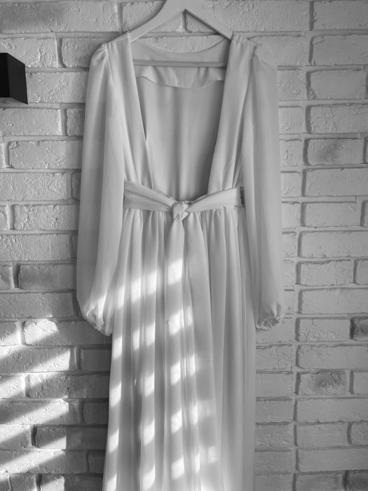 Nowa sukienka ślubna Boho hippie rustykalna retro odkryte plecy S 36