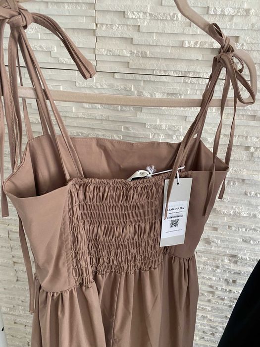 Lemonada nowa długa  sukienka z kieszeniami wiązana beżowa S-M