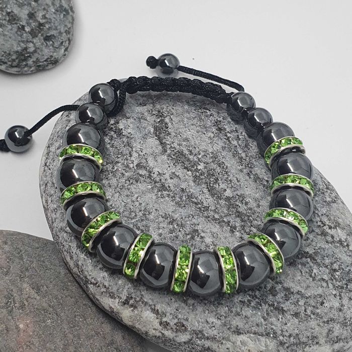 Bransoletka Hematyt cyrkonie -Peridot