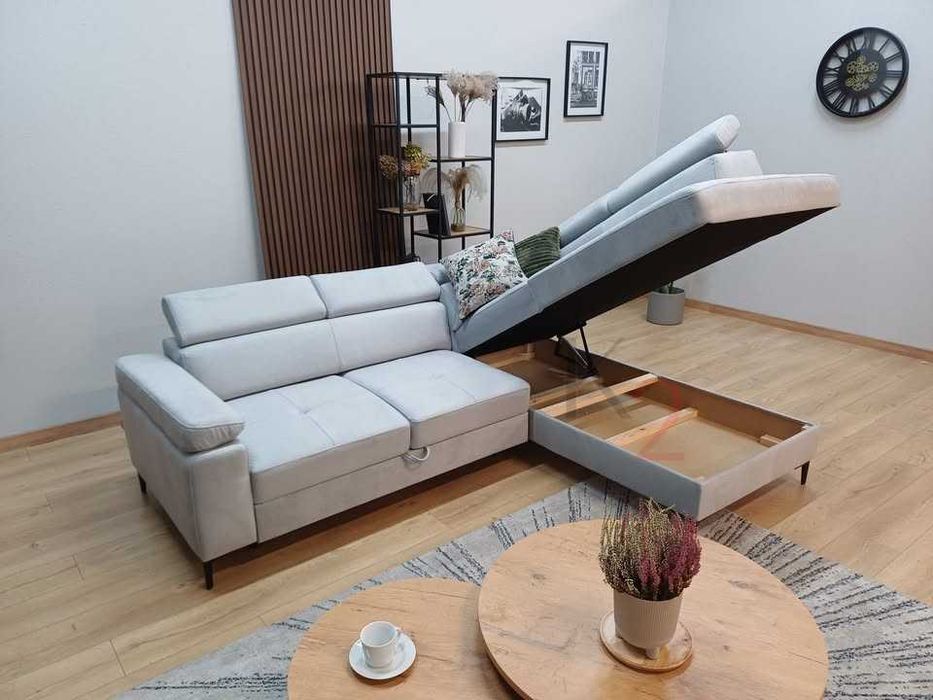 Narożnik Rimo USB Kanapa Sofa Rogówka do salonu Rozkładana ,Pojemnik