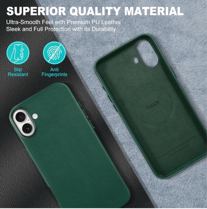 TUCCH Etui / Case iPhone 16 Plus, kolor zielony
