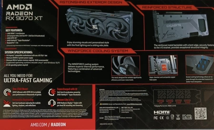 Gigabyte nowe 16 GB RX 9070  XT