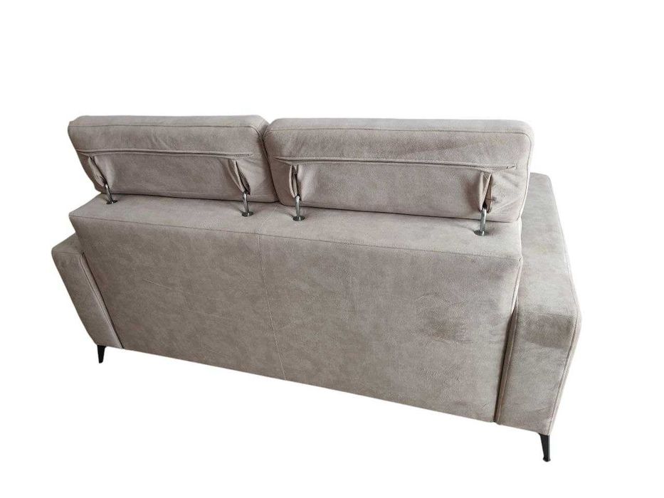 Piękna Nowoczesna, beżowa sofa kanapa 3 osobowa regulowane zagłówki