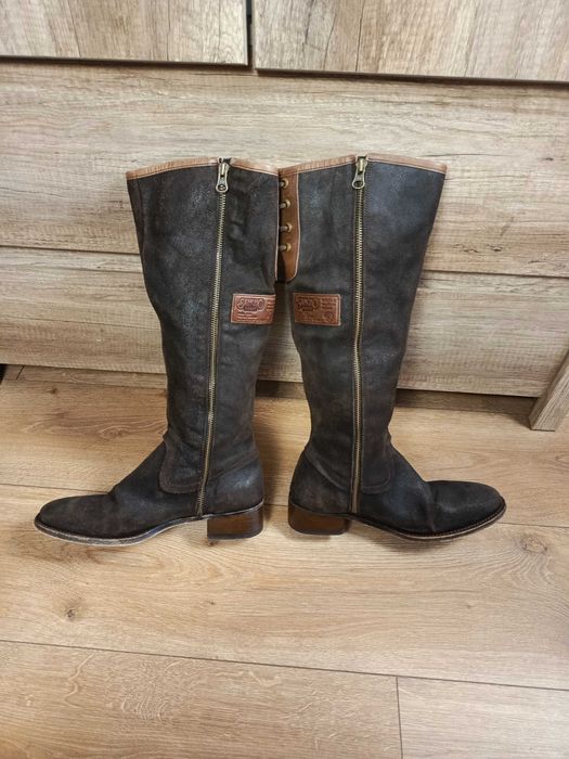 Sancho Boots skórzane kozaki zamszowe brązowe Hand Made 37