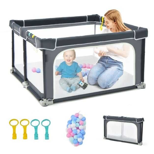 Parque infantil dobrável 50 bolas 124x124x70cm Cinzento Escuro NOVO