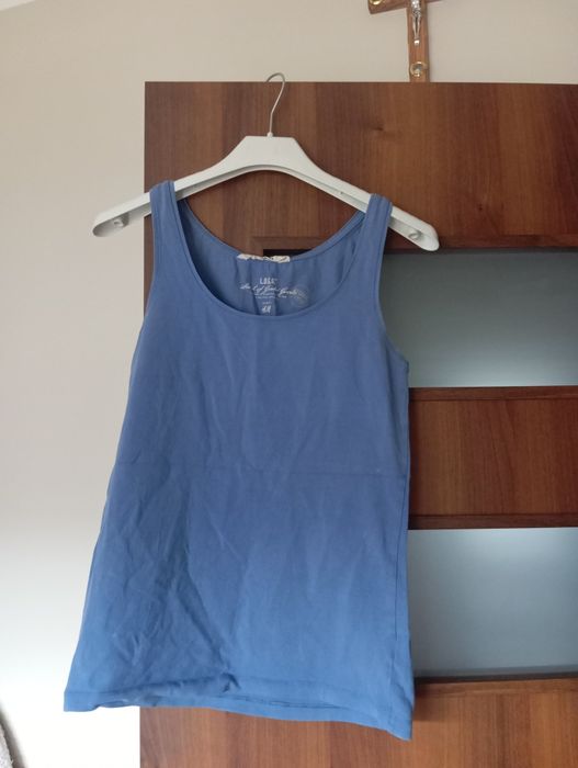 Koszulka na ramiączkach hm niebieska tanio cheap wiosna spring siłowni