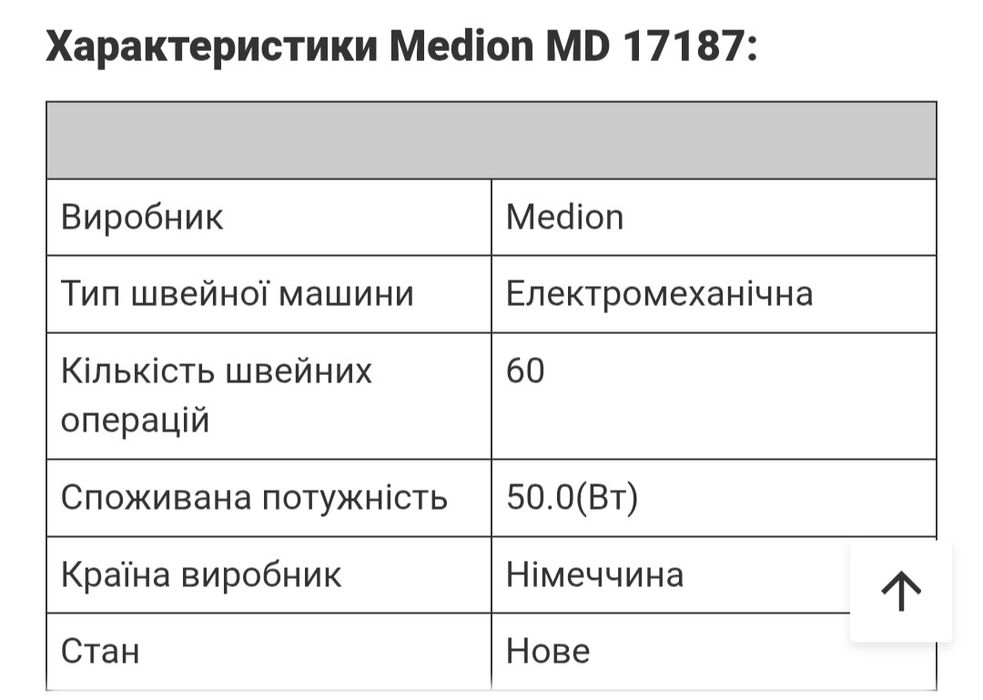 Швейна машинка Медіон