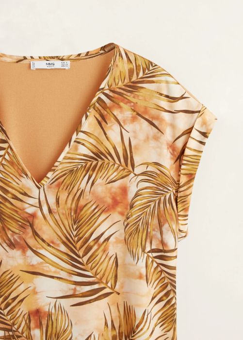 Nowa elegancka satynowa bluzka z botanicznym wzorem MANGO M 38 tshirt