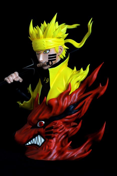 Naruto & Kurama – Busto Impresso em 3D e Pintado à Mão | NexoStudios