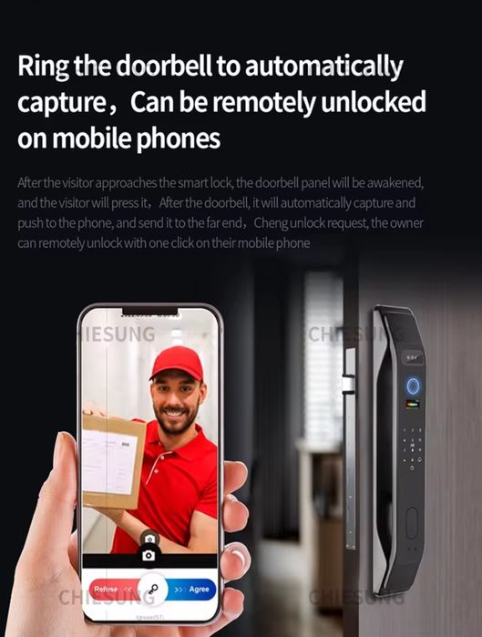 Замок з ручкою WiFi з розпізнавання обличчя пальця коду  карти ключа