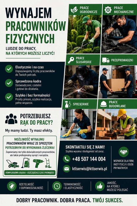 WYNAJEM PRACOWNIKÓW FIZYCZNYCH – szybko, solidnie i na czas.