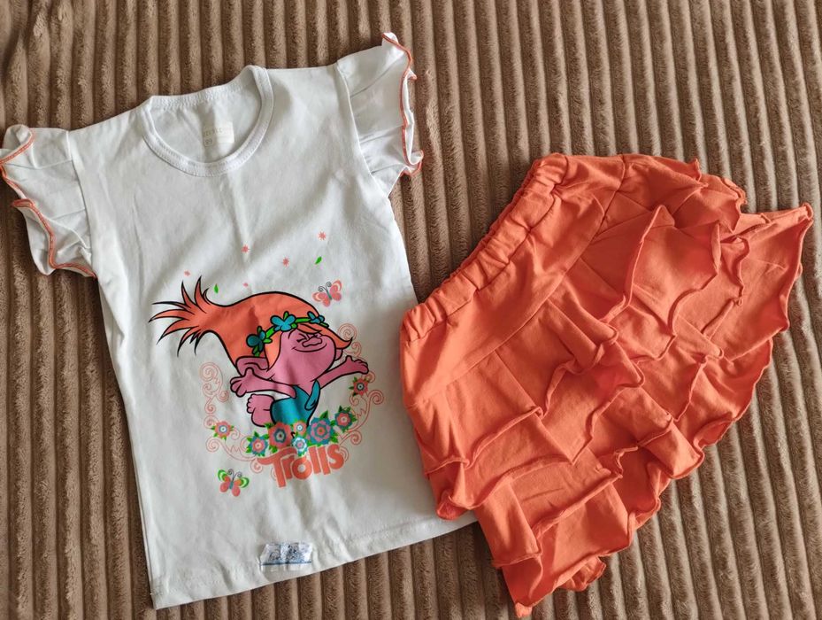 Новый! Летний костюм Футболка + юбка р. 116-122 6-7 лет